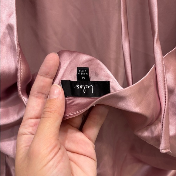 NWOT Lulus Sincerely Sleek Mauve Pink Satin Cowl Back Slip Mini Dress - Picture 6 of 9